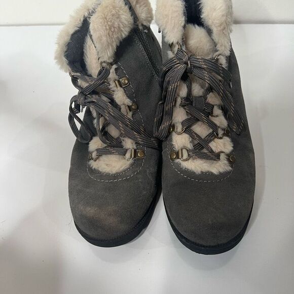 Earth Origins Rada Gray Ankle Winter Foots Fur Trim Top Size 10 - Picture 6 of 7